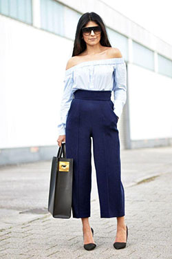 Off-Shoulder Tops with Culottes and Palazzos: Sand Top,  Off Shoulder,  Palazzo Capri Pants  