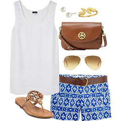 A fashion look from May 2013 featuring scoop neck top, cut-off shorts and flat shoes. Browse and shop related looks.: 