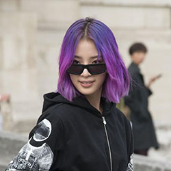Irene Kim's Cute Purple Hairstyle For Short hair: 