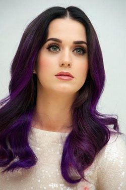 Katy Perry Inspired Purple Hairstyle: Purple Hairstyles For Long Hairs  