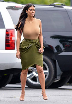 Kim Kardashian Knee Length Skirt: Wrap Skirt  