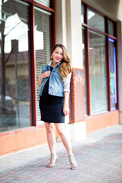 Bodycon Dress with Denim Blazer: Bodycon dress  