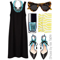 Go with a simple black slip dress then add a statement necklace so it wouldn’t look too plain.: 