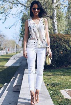 Pretty White Jeans Outfit Idea For Summer: Outfit Ideas,  Jeans Outfit  