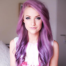 Straight and Curled Purple Hairstyle: Purple Hairstyles For Long Hairs  