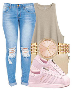 This Polyvore outfit featuring Jeans, Michael Kors, Adidas.: Air Jordan,  Polyvore outfits,  Tommy Hilfiger  