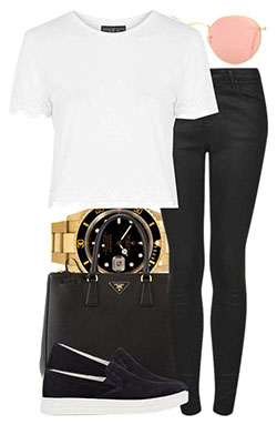 This Classy Polyvore outfit featuring Rolex, Prada, Ray-Ban, Topshop and Prada Sport: 