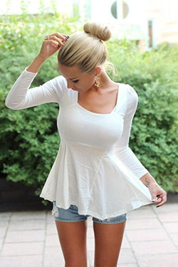 Simple and Stylish Outfits with Top Bun: Sleeveless shirt,  shirts,  top bun  