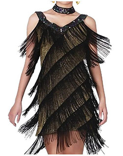 Kayamiya Women's Flapper Dress 1920s Gatsby Tassel Sway Cocktail Fringe Dress: 