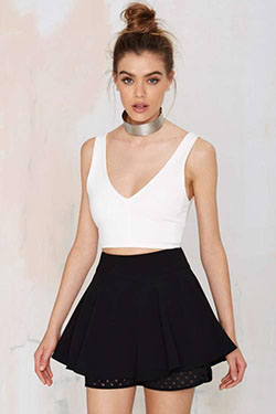 Cute Flared Skirt Dress for Young Girls: Cocktail Dresses,  Sleeveless shirt,  top bun,  Mini Skirt  