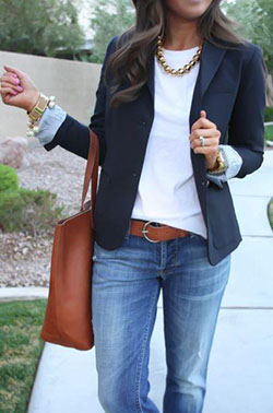 With white blouse, jeans and tote bag: 