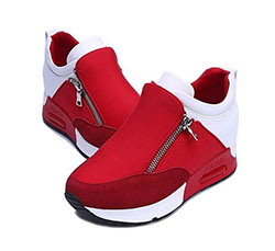 OHQ Chaussures De Sport Et Baskets à Fond éPais pour Femmes Noir Rouge Mode Sneakers Sports Courir RandonnéE ÉPaisseur Plate-Forme Plate Cheville Bout Rond Mode Basique Solide: 