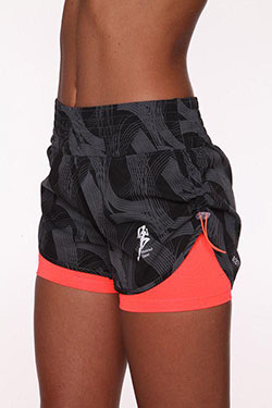 Side Drawstring Brush Stroke Print Sport Shorts - Gym Outfit Ideas: Gym shorts  