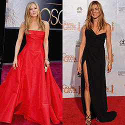 Red or Black? Which one is your favorite one? Celebrity Outfit Ideas!: Red Carpet Dresses,  Jennifer Aniston,  Celebrity Fashion  