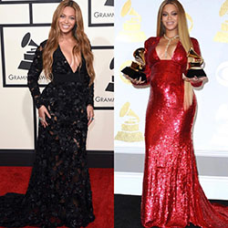 Beyonce Looking Gorgeous In Both! COMMENT your favorite.... Black or Red?: Red Carpet Dresses,  Grammy Awards,  Taylor Swift,  Pharrell Williams,  Celebrity Fashion  
