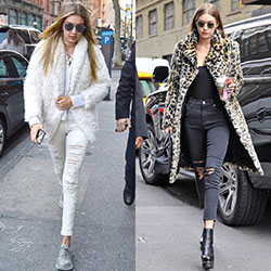 Winter look to copy from celebrities...Love your style! Which one is you...: Lifestyle,  Gigi Hadid,  Bella Hadid,  Kate Moss,  Animal print,  Celebrity Fashion  
