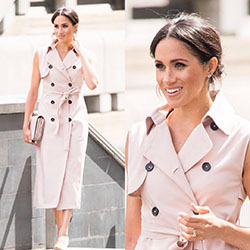 Meghan Markle Inspired Outfit ideas For Woman #StreetStyle: Sleeveless shirt,  Trench coat,  Celebrity Fashion  