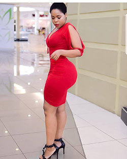 Casual All Red Work Outfit For Black Woman: Red Dress  