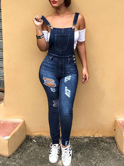 Outfit Ideas | Denim Distressed Holey Skinny Pinafore Jumpsuit: summer outfits,  Denim Outfits,  Denim Jumpsuit  