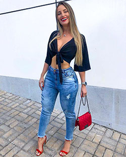 Cool Ripped Jeans Outfits for Teenage Girls: Blue Jeans,  Denim Outfits  