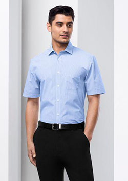 BIZ COLLECTION Men’s Euro Short Sleeve Shirt S812MS: short sleeve shirt,  Blue shirt  