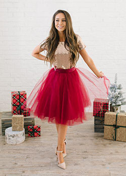 Flirty in Burgundy Tulle Skirt: Cocktail Dresses,  fashion blogger  