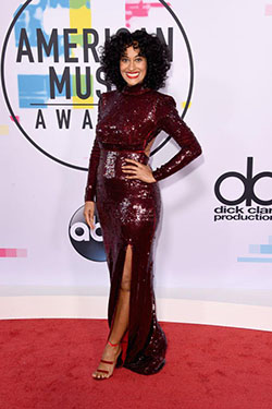 Tracee Ellis Ross sparkled and shined in this burgundy sequined Stella McCartney gown.: burgundy gown,  Sparkle Dress,  Evening gown  