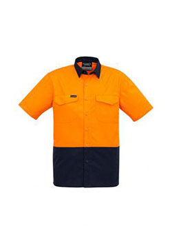 SYZMIK Men’s Rugged Cooling Hi-Vis Spliced S/S Shirt ZW815: 