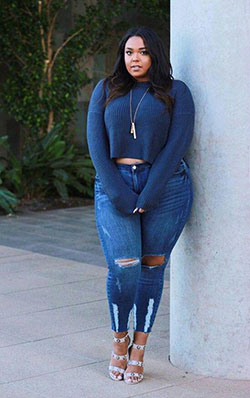 Skinny Plus Size Jeans Summer Jeans : Girls' Plus-Size Clothing: black girls jeans outfit  