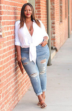 Plus Size Fashion for Women #plussize - Plus Size Outfits: black girls jeans outfit,  Plus size outfit  