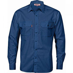 DNC WORKWEAR Polyester Cotton Long Sleeve Work Shirt 3212: Blue shirt  