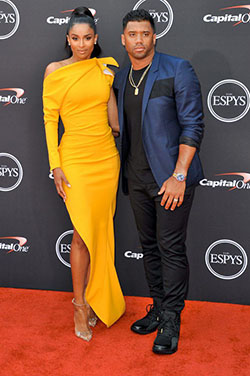Ciara with hubby Russel Wilson: black pants  