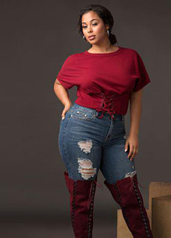 Thigh High Open Toe Boot - Wide Calf, Wide WidthPlus Size Outfits - prefalllook44_7-6-17: black girls jeans outfit,  Black Girl Plus Size Outfit,  Chap boot  