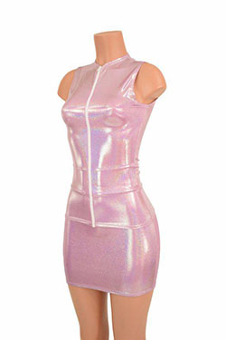 Lilac Holographic latex dress: Bodycon dress,  Bandage dress,  Sleeveless shirt,  Fur clothing  
