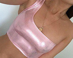 Pink bubblegum lycra crop top: Fur clothing  