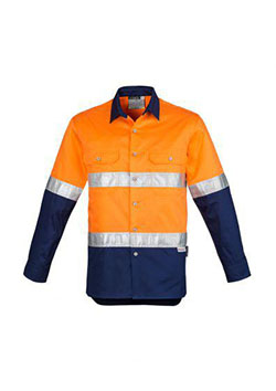 SYZMIK Men’s Hi-Vis Spliced Hoop Taped Industrial Shirt ZW123: industrial shirt,  shirts  