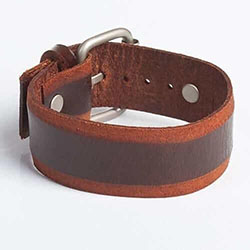 ROUTE 66 | Brown Leather Wristband: 