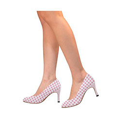 Petal Pink Gingham Women's High Heels (Model 048): shoes  