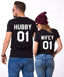 Hubby Wifey Couple's T-Shirts: Printed T-Shirt  