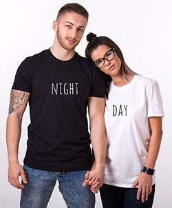 Day, Night, Matching Couples Shirts: 