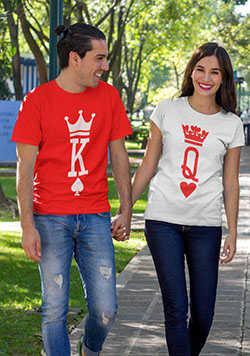 King and Queen Shirts, King Queen T-shirts, König Königin Shirts, Roi Et Reine T-shirts, Couple Shirts, Matching Shirts, Pärchen T-shirts: Printed T-Shirt  