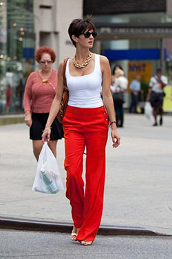 Frankie Morello Red Trousers. Мои закладки: Sleeveless shirt,  Pant Suits,  Red Jeans,  Red Pants,  red trousers,  tank top  