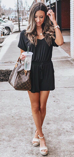 Little black dress, Spring Outfit Louis Vuitton, Romper suit: Casual Outfits,  Spaghetti strap,  Leopard Boutique  