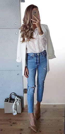 Spring Outfit Jean jacket, Casual Jeans: Casual Outfits,  Slim-Fit Pants,  shirts  