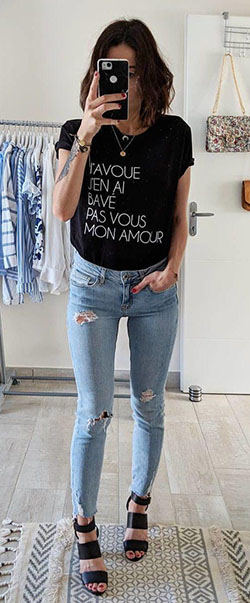 Spring Outfit Slim-fit pants, Jeans Fashion: Casual Outfits,  shirts,  Light Blue Pants Outfits  