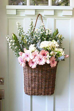 Flowers on the door: Clothing Accessories,  Flower Bouquet,  Floral design,  Door hanger,  Flower garden  