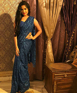 Navy Blue Silk Blend Party Wear Saree With Blouse: Lifestyle,  fashioninsta,  Saree,  Womens clothing  