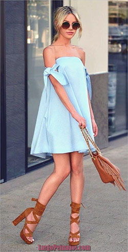 Off Shoulder Dress. Casual outfits Strapless dress, High-heeled shoe: 