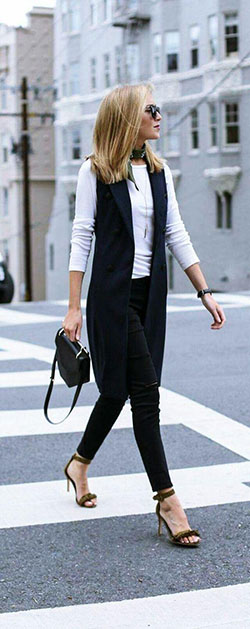 long black vest. Casual outfits Slim-fit pants, Casual wear: Girls Work Outfit  