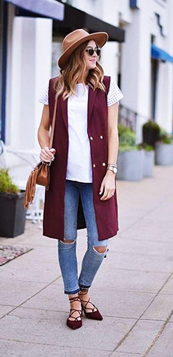 Casual outfits Sleeveless shirt, Trench coat: 